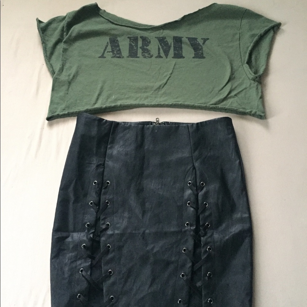 Army off the shoulder crop top